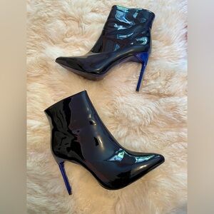 BCBGeneration Black Patent Leather Stiletto Ankle Boots